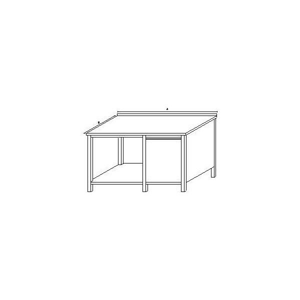 PS   Prac. stůl s výklopným košem a policí 1600x600